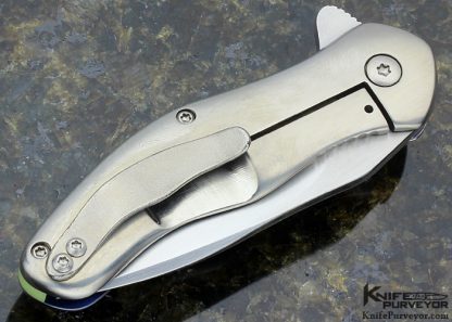 Gerry McGinnis Custom Knife "Prawn" with Carved Skull Titanium Flipper - Image 4