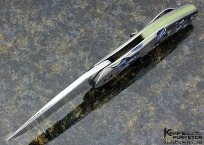 Gerry McGinnis Custom Knife "Prawn" with Carved Skull Titanium Flipper - Image 5