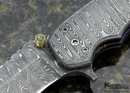 Butch Ball Custom Knife Damascus Linerlock Folder - Image 2