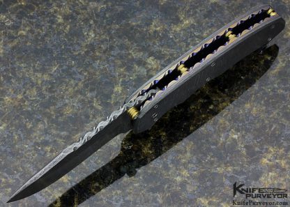 Butch Ball Custom Knife Damascus Linerlock Folder - Image 4