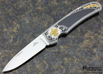 Warren Osborne Custom Knife Tim George and Lisa Tomlin Engraved Edwards Black Jade Interframe Eagle Scout Lockback #6 4 Initials