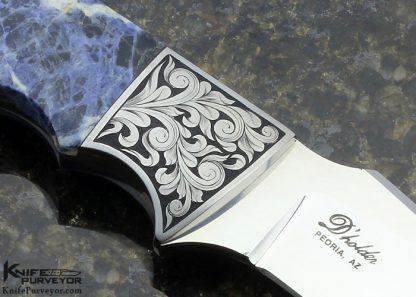 D'Alton Holder Custom Knife Engraved By Pat Holder Finger Grooved Hunter With Sodalite Scales - Image 5