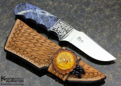 D'Alton Holder Custom Knife Engraved By Pat Holder Finger Grooved Hunter With Sodalite Scales - Image 4