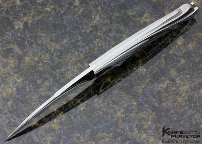 Elizabeth Loerchner Custom Knife Carved and Fluted 416 Stainless Steel & RWL-34 Lockback - Image 5