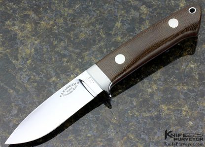 Bob Loveless Custom Knife Riverside Football Logo Green Canvas Micarta Drop Point Hunter