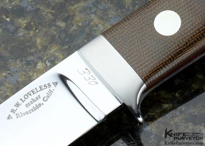 Bob Loveless Custom Knife Riverside Football Logo Green Canvas Micarta Drop Point Hunter - Image 2