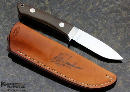 Bob Loveless Custom Knife Riverside Football Logo Green Canvas Micarta Drop Point Hunter - Image 6