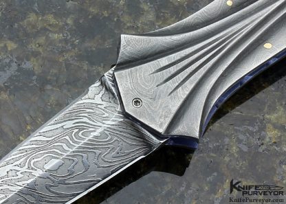 Arthur Whale Custom Knife Fluted Damascus with 18Kt. Gold Inlays Linerlock - Image 2