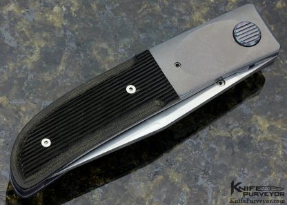 Michael Walker Custom Knife Machined Black Linen Micarta Anodized Titanium Bolstered Linerlock - Image 4