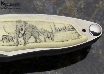 Chris Reeve Custom Knife "Mnandi" Scrimshawed by Bob Hergert with (2) .25 Kt. Diamonds & 18Kt. Gold Wire Linerlock - Image 3