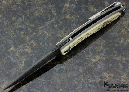 Chris Reeve Custom Knife "Mnandi" Scrimshawed by Bob Hergert with (2) .25 Kt. Diamonds & 18Kt. Gold Wire Linerlock - Image 7