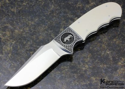 D'Holder Custom Knife Engraved by Bruce Shaw  Finger Grooved Clip Blade Hunter Rhino