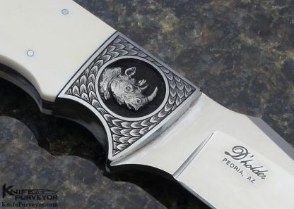 D'Holder Custom Knife Engraved by Bruce Shaw  Finger Grooved Clip Blade Hunter Rhino - Image 3