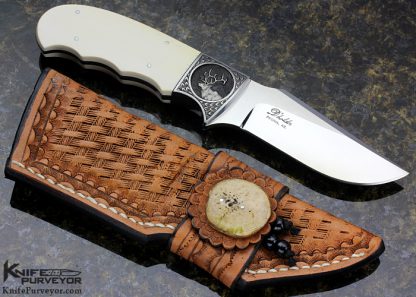 D'Holder Custom Knife Engraved by Bruce Shaw "Elk" Mammoth Finger Grooved Clip Blade Hunter - Image 7