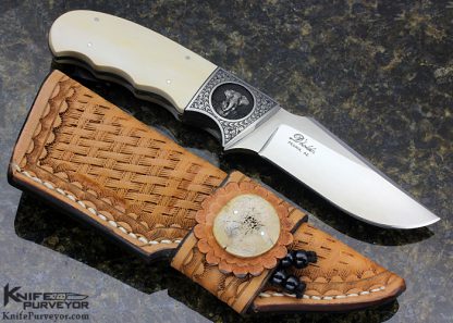 D'Holder Custom Knife Engraved by Bruce Shaw  Finger Grooved Clip Blade Hunter - Image 6