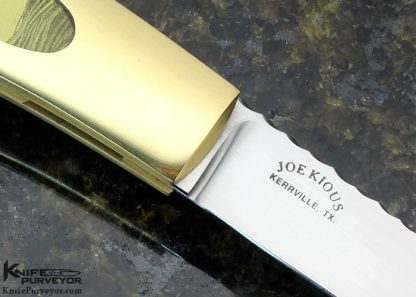 Joe Kious Custom Knife Ron Luebke Jr Engraved with Amber and 18 Kt Gold Interframe Lockback - Image 6