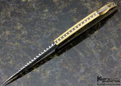 Joe Kious Custom Knife Ron Luebke Jr Engraved with Amber and 18 Kt Gold Interframe Lockback - Image 9