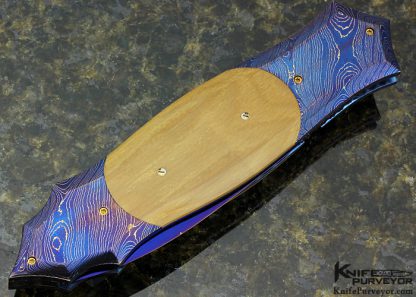 Jeff Chaffee Custom Knife Hot Blued Robert Eggerling and George Wirht Twist Damascus Linerlock - Image 4