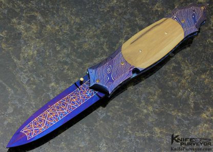 Jeff Chaffee Custom Knife Hot Blued Robert Eggerling and George Wirht Twist Damascus Linerlock