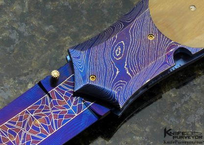 Jeff Chaffee Custom Knife Hot Blued Robert Eggerling and George Wirht Twist Damascus Linerlock - Image 2