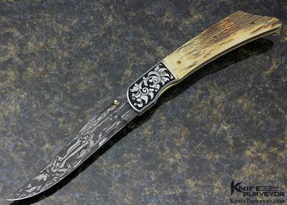 Jody Muller Custom Knife Sole Authorship Engraved Damascus Linerlock