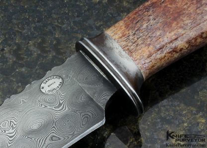 Mike Sanders Custom Knife with Craig Barr Damascus and Oosic Bowie - Image 2