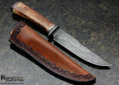 Mike Sanders Custom Knife with Craig Barr Damascus and Oosic Bowie - Image 4