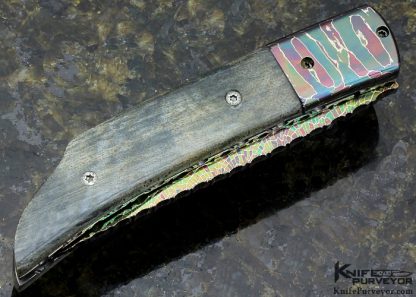 Wayne Whittaker Custom Knife  Blued Robert Eggerling Damascus Linerlock - Image 4