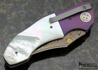 Allen Elishewitz Custom Knife Mother of Pearl & Damascus Pirate Linerlock - Image 4