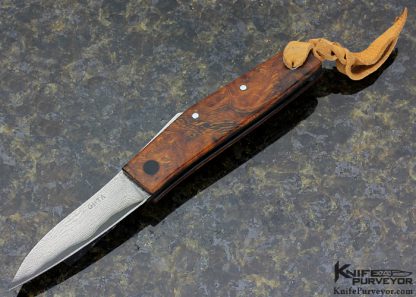 Ohta Custom Knife San Mai Damascus & Desert Ironwood Friction Folder