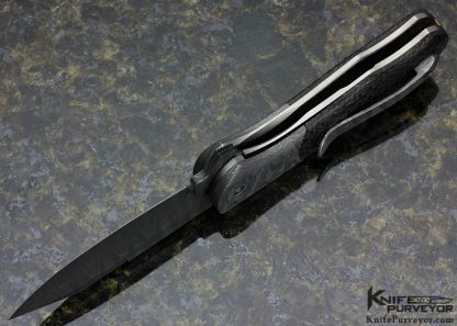 Chuck Gedraitis Custom Knife "Puffin Flipper" with Carbon Fiber and Mike Norris Stainless Damascus Linerlock - Image 6