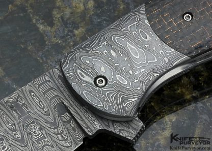 Chuck Gedraitis Custom Knife "Puffin Flipper" with Carbon Fiber and Mike Norris Stainless Damascus Linerlock - Image 2