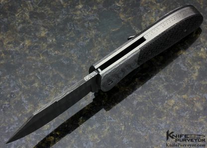 Chuck Gedraitis Custom Knife "Puffin Flipper" with Carbon Fiber and Mike Norris Stainless Damascus Linerlock - Image 5