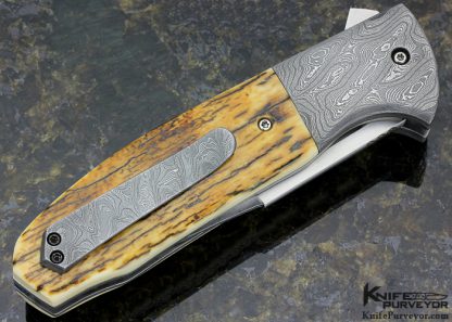 Chuck Gedraitis Custom Knife"Rude Boy Flipper" with Mike Norris Damascus Linerlock - Image 3