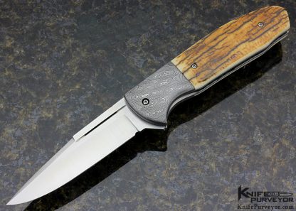 Chuck Gedraitis Custom Knife"Rude Boy Flipper" with Mike Norris Damascus Linerlock