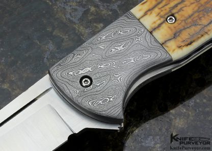 Chuck Gedraitis Custom Knife"Rude Boy Flipper" with Mike Norris Damascus Linerlock - Image 2