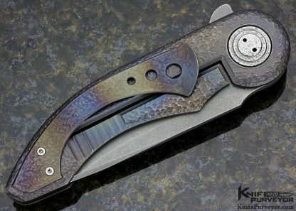 Gudy van Poppel Custom Knife Annodized and Textured Titanium Frame Lock Flipper - Image 4