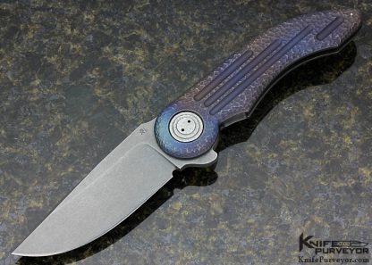 Gudy van Poppel Custom Knife Annodized and Textured Titanium Frame Lock Flipper