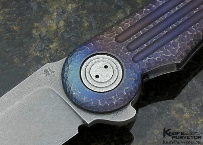 Gudy van Poppel Custom Knife Annodized and Textured Titanium Frame Lock Flipper - Image 2