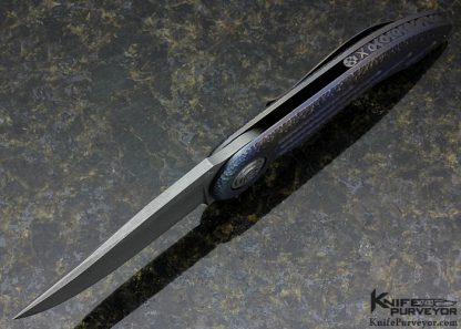 Gudy van Poppel Custom Knife Annodized and Textured Titanium Frame Lock Flipper - Image 3