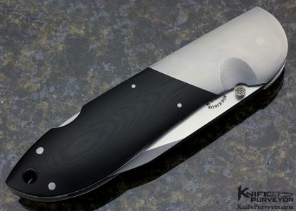 Joe Kious Custom Knife Tactical Lockback with Bead Blasted ATS-34 Tanto and Black Linen Micarta Scales - Image 6