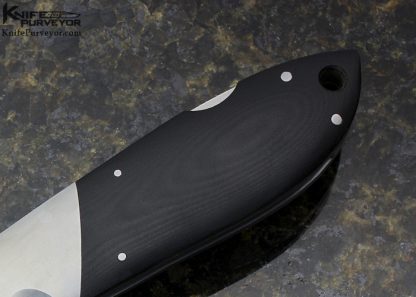 Joe Kious Custom Knife Tactical Lockback with Bead Blasted ATS-34 Tanto and Black Linen Micarta Scales - Image 3