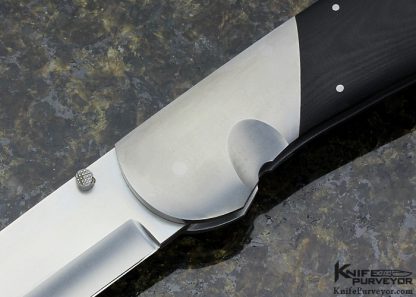 Joe Kious Custom Knife Tactical Lockback with Bead Blasted ATS-34 Tanto and Black Linen Micarta Scales - Image 2