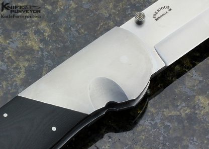 Joe Kious Custom Knife Tactical Lockback with Bead Blasted ATS-34 Tanto and Black Linen Micarta Scales - Image 5