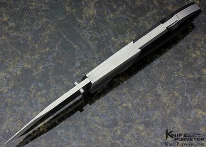 Joe Kious Custom Knife Tactical Lockback with Bead Blasted ATS-34 Tanto and Black Linen Micarta Scales - Image 7