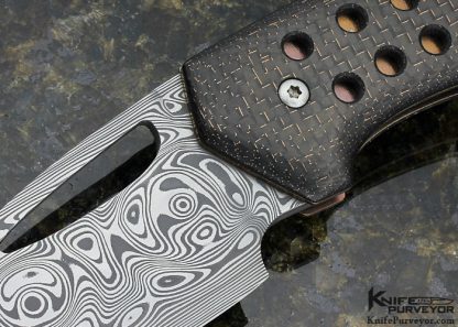 Anders Hogstrom Custom Knife Damasteel & Lightning Strike Carbon Fiber KingPin Linerlock - Image 2