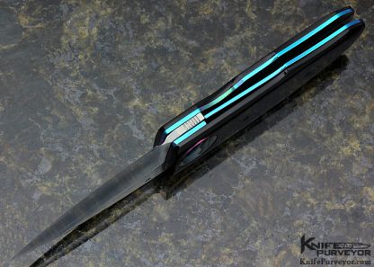 Michael Walker Custom Knife Bakelite with Zipper Pattern & Abalone Shell Inlay Linerlock - Image 6