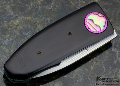 Michael Walker Custom Knife Bakelite with Zipper Pattern & Abalone Shell Inlay Linerlock - Image 4