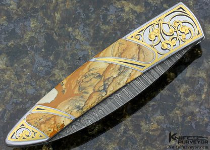 Scott Sawby Custom Knife Picture Jasper Skimmer Selflock Engraved by Jeff Parke - Image 4