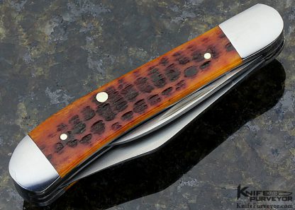 Johnny Stout Custom Knife Jigged Bone 2 Blade Slip Joint - Image 3